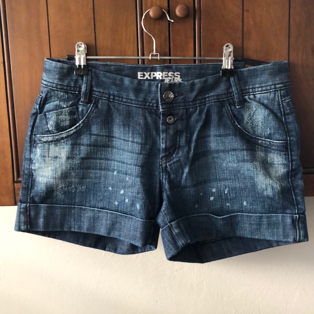 Express cuffed blue jean shorts